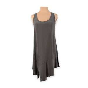 Asymmetrical Hem Jersey Dress in Dark Olive ~ Stretchy Athletic